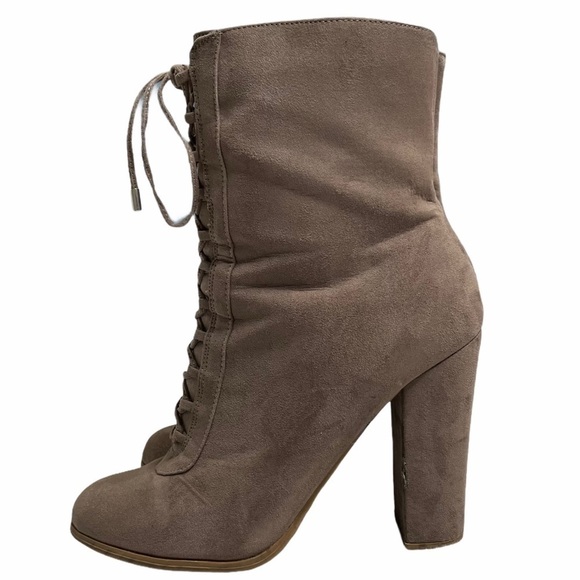 Carlos Santana Sandra Lace Up Chunky Heel Faux Suede Boots Size 10 - Picture 4 of 10
